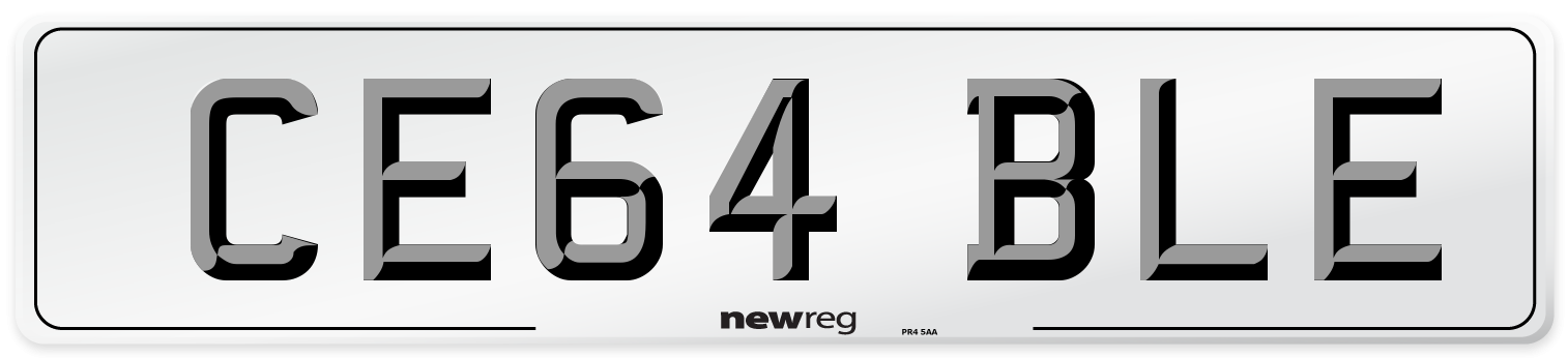 CE64 BLE Number Plate from New Reg